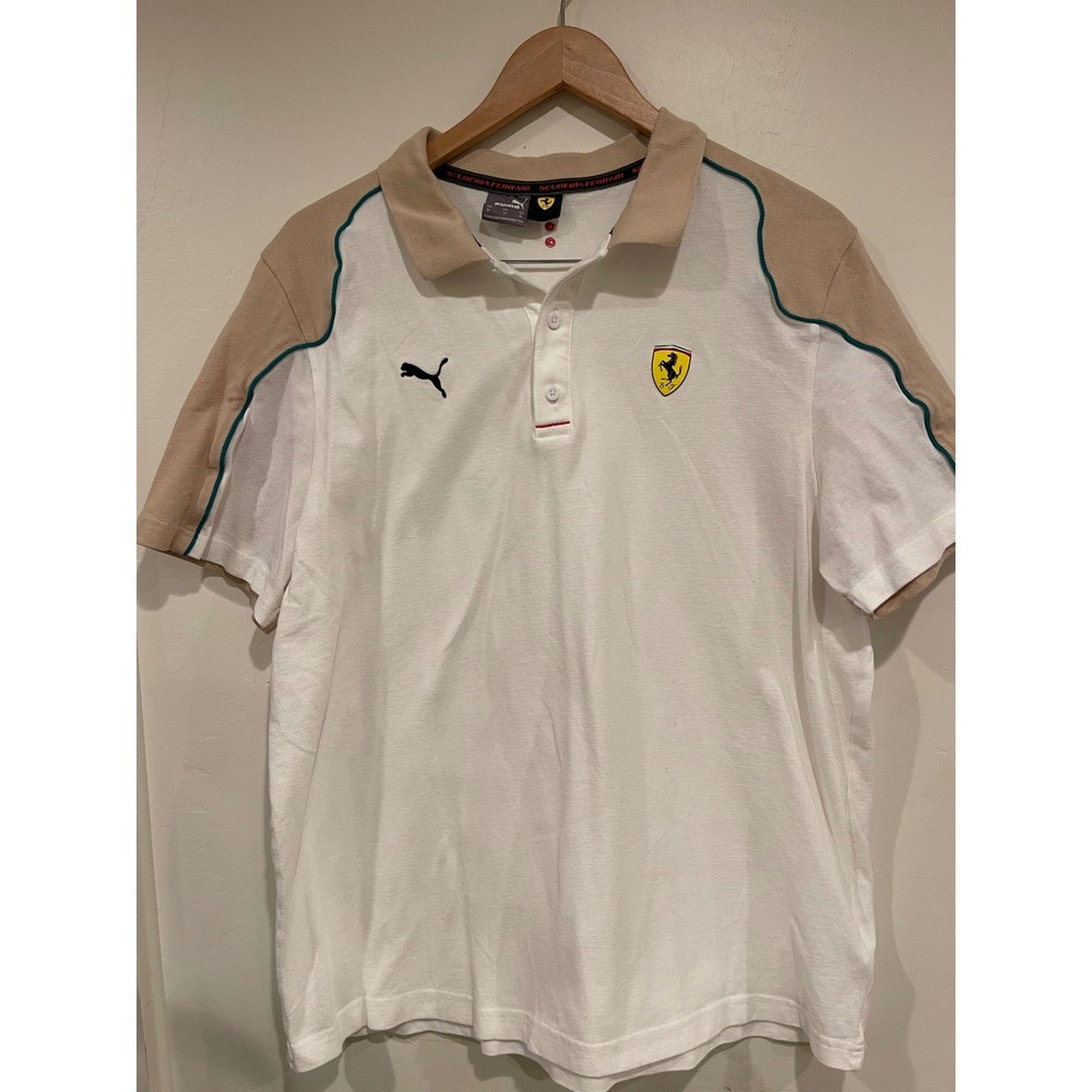 Puma Scuderia Ferrari Polo Shirt White Tan XL Mens Womens blokecore‎ sporty - Picture 2 of 8